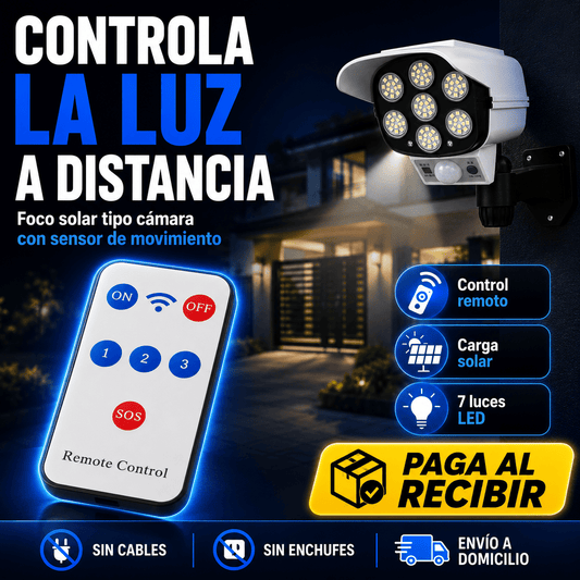 SolarGuard Pro™ 7LED — Foco Solar de Seguridad Tipo Cámara