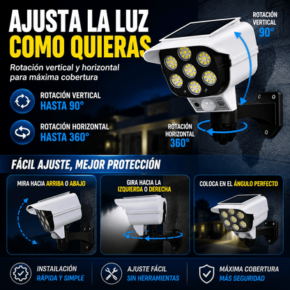 SolarGuard Pro™ 7LED — Foco Solar de Seguridad Tipo Cámara